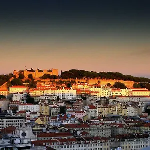 Chiado With View To The Castle , Lisbon Portugal